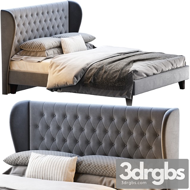 Double Bed Vienso 160 Barhat Gray From Divanru 3dsmax Download - thumbnail 1