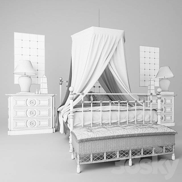 Eichholtz bedset in provence style 3DSMax File - thumbnail 3