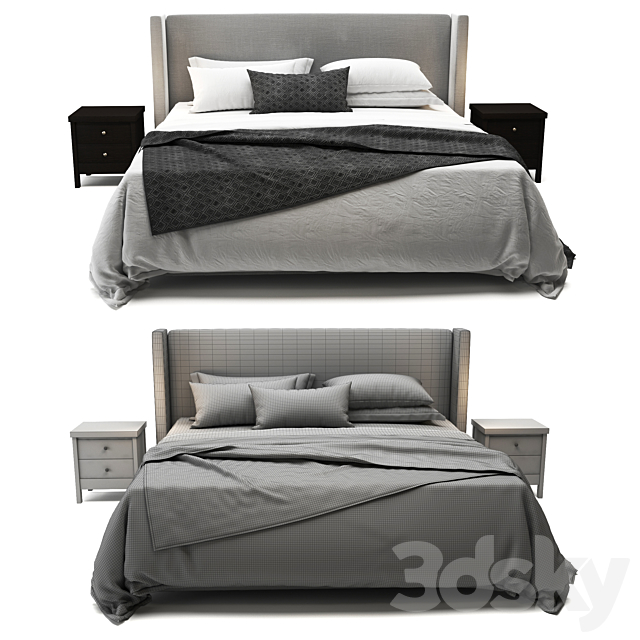 Elliot Shelter Upholstered Bed 3DSMax File - thumbnail 3