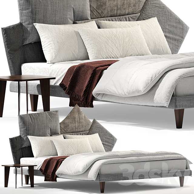 Fabric double bed PICABIA By Bonaldo 3DSMax File - thumbnail 2