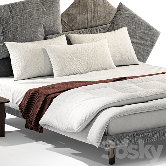 Fabric double bed PICABIA By Bonaldo 3DSMax File - thumbnail 4