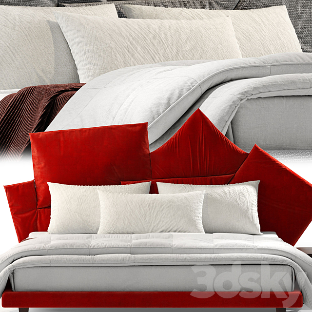 Fabric double bed PICABIA By Bonaldo 3DSMax File - thumbnail 5