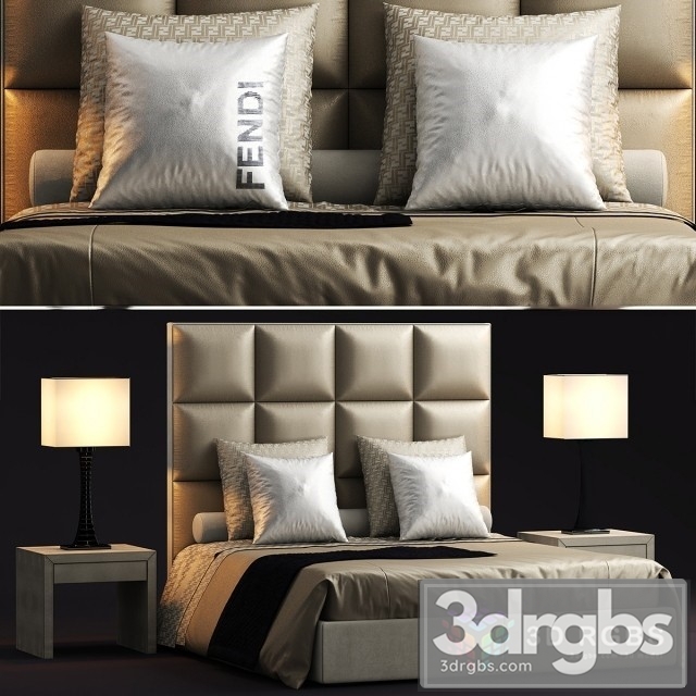 Fendi Casa Diamante Bed 3dsmax Download - thumbnail 1