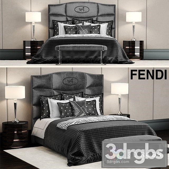 Fendi Casa George Luxury Bed 3dsmax Download - thumbnail 1