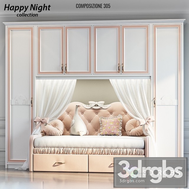 Ferretti Happy Night Bed 3dsmax Download - thumbnail 1