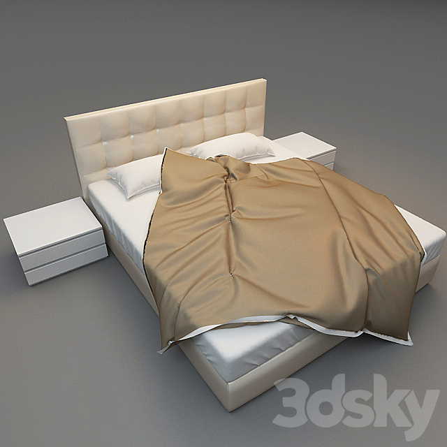 FIMES Double bed soft 3DS Max Model - thumbnail 2