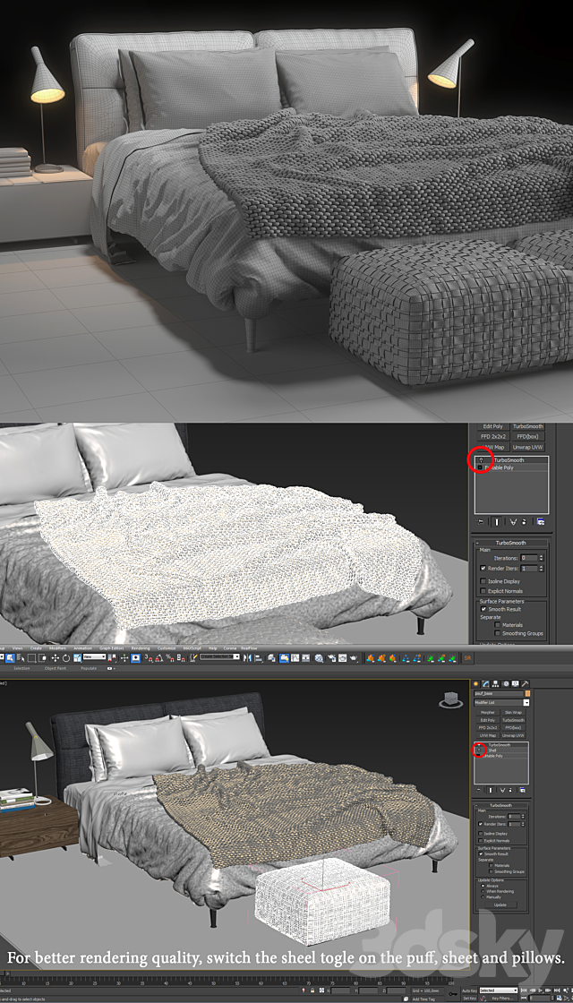 Flexform Bed Adda 3DSMax File - thumbnail 3