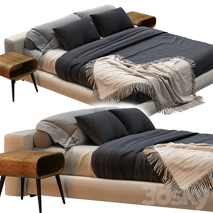 Flexform Groundpiece Bed 3DS Max Model - thumbnail 2