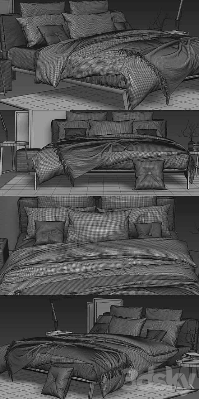 Flexform Lifesteel Bed 3DSMax File - thumbnail 3