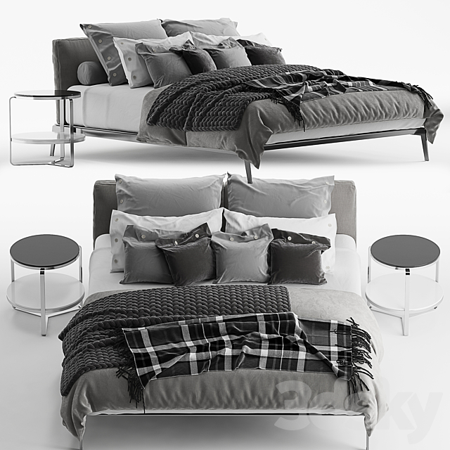 Flexform lifesteel bed 3DSMax File - thumbnail 1