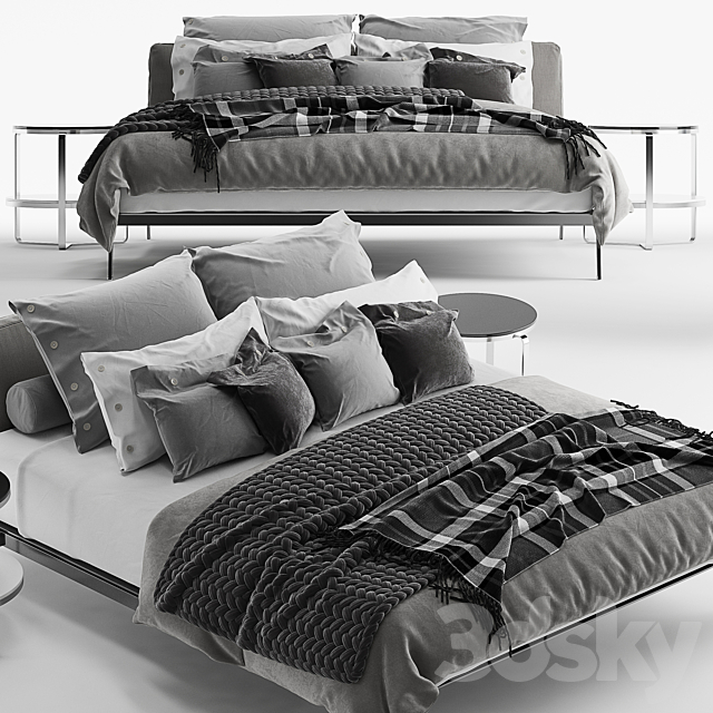 Flexform lifesteel bed 3DSMax File - thumbnail 2