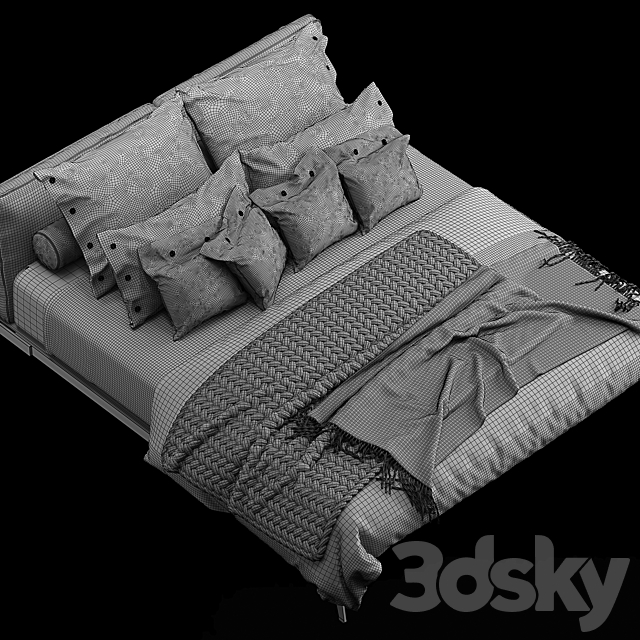 Flexform lifesteel bed 3DSMax File - thumbnail 4