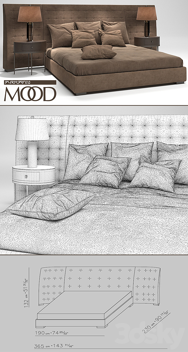 Flexform Mood Caress Bed 3DSMax File - thumbnail 3