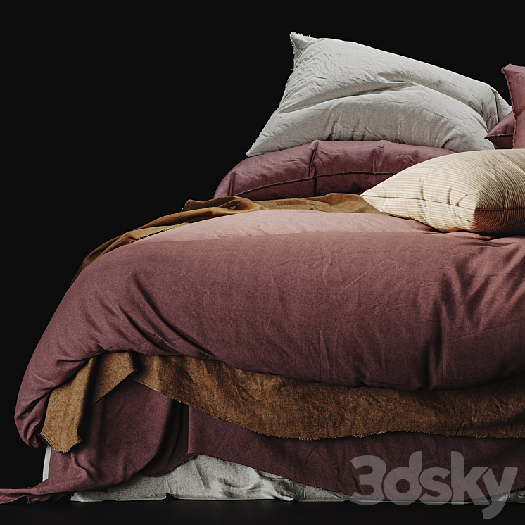 Flocca linen bedding 3DS Max Model - thumbnail 2