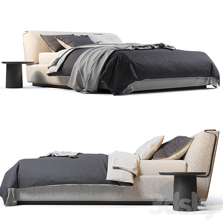 Flou Gentleman Bed 3DS Max Model - thumbnail 1