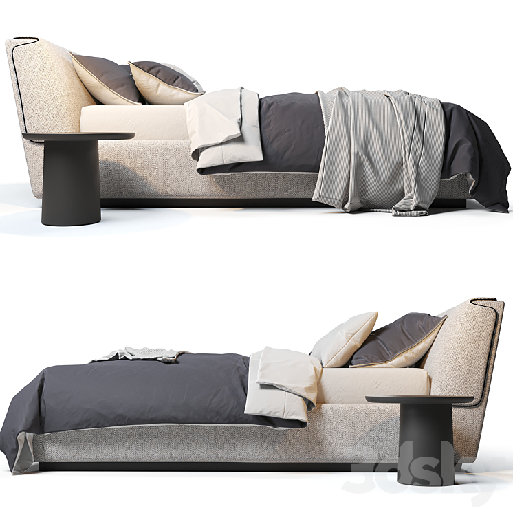 Flou Gentleman Bed 3DS Max Model - thumbnail 2