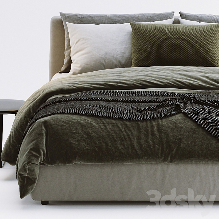 Flou Merkurio Bed 3DS Max Model - thumbnail 2