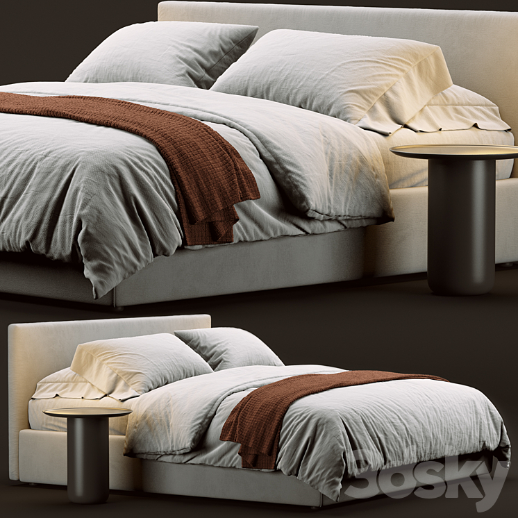 Flou Notturno Bed 3DS Max Model - thumbnail 3