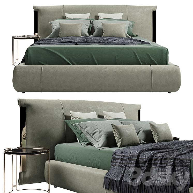 Flou_Amal Double Bed _V1 3DS Max Model - thumbnail 2