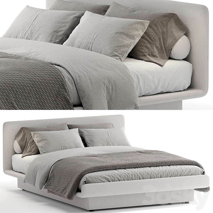 Gallotti&Radice LILAS double bed 3DS Max Model - thumbnail 3