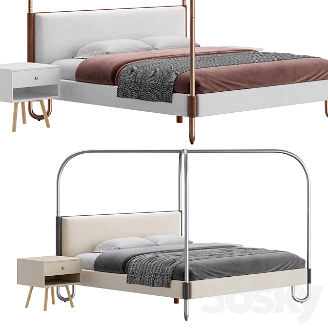 Gracia King Upholstered Canopy bed 3ds Max - thumbnail 1