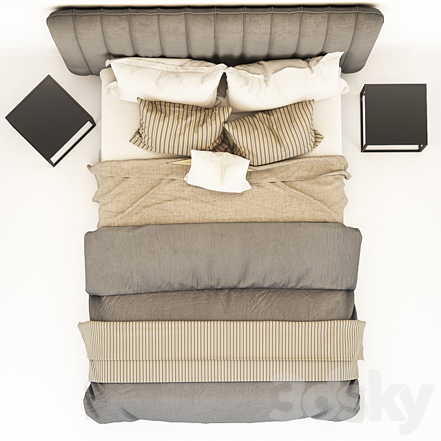 Gray bed 02 3DSMax File - thumbnail 3