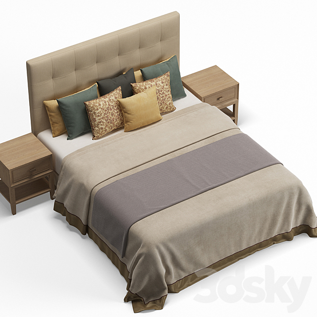 Grid Tufted Storage Bed 3DSMax File - thumbnail 2