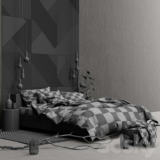 H & M bedroom set 3DSMax File - thumbnail 3