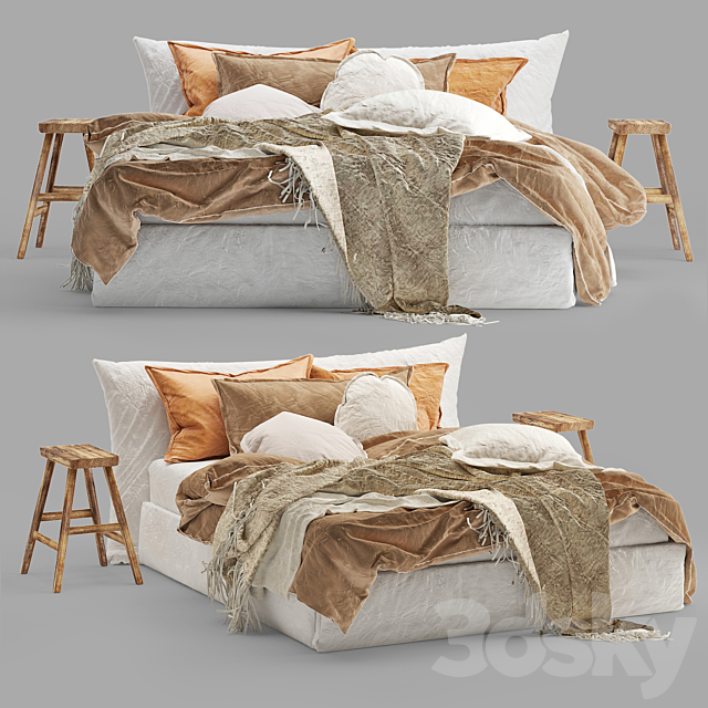 Hale Mercantile Co flax linen bed 2 3DSMax File - thumbnail 1