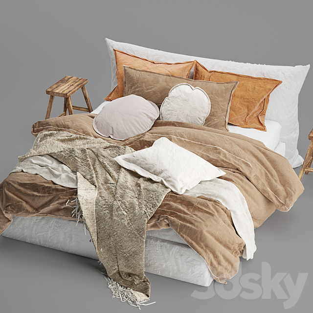 Hale Mercantile Co flax linen bed 2 3DSMax File - thumbnail 3