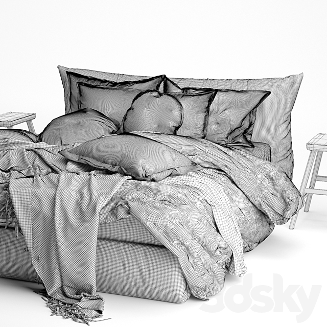 Hale Mercantile Co flax linen bed 2 3DSMax File - thumbnail 7