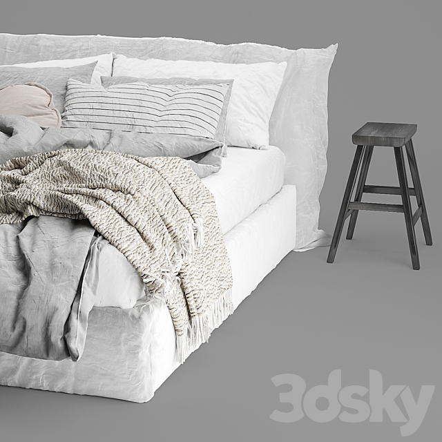 Hale Mercantile Co flax linen bed 3DS Max Model - thumbnail 2