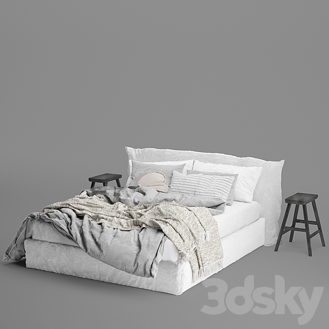 Hale Mercantile Co flax linen bed 3DS Max Model - thumbnail 5