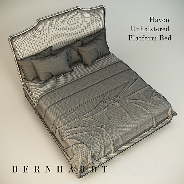 Haven Upholstered Platform Bed 3DS Max Model - thumbnail 3