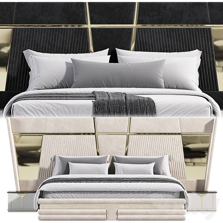 Hermes bed 3DS Max Model - thumbnail 2