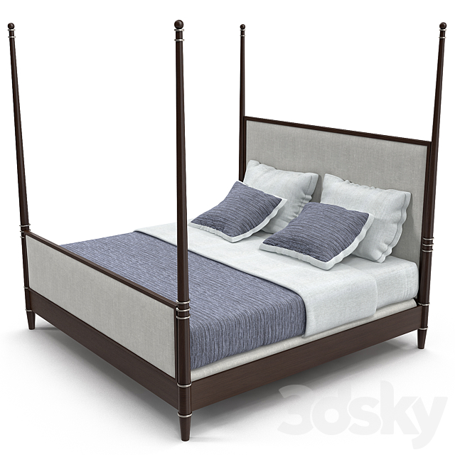 Hickory furniture – Tompkins bed 3DS Max Model - thumbnail 2