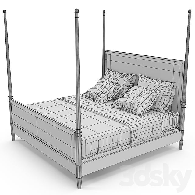 Hickory furniture – Tompkins bed 3DS Max Model - thumbnail 3