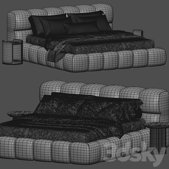 Hildon Boucle Bed Frame 3DS Max Model - thumbnail 7