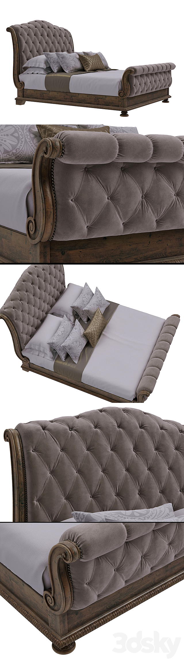 Hooker Furniture Bedroom Rhapsody King Tufted Bed 3DSMax File - thumbnail 2