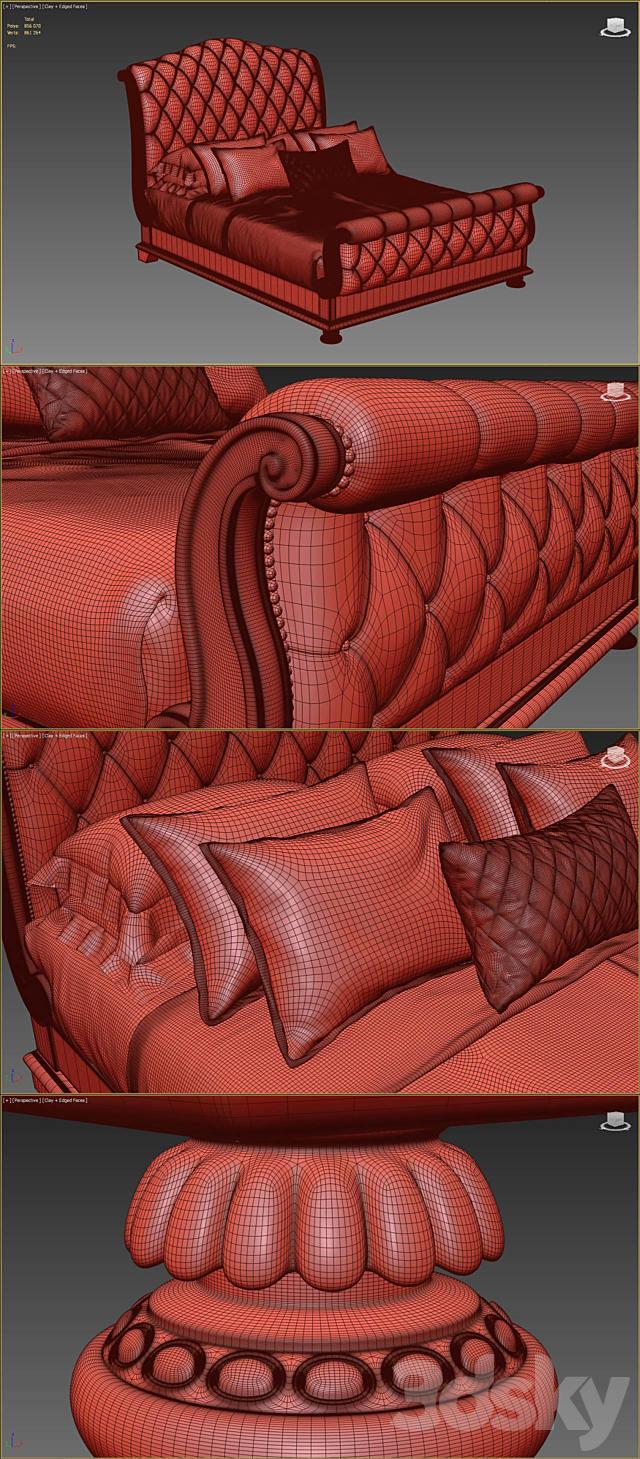 Hooker Furniture Bedroom Rhapsody King Tufted Bed 3DSMax File - thumbnail 3