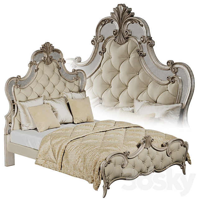 Hooker Furniture Bedroom Sanctuary Queen Upholstered Bed 3DSMax File - thumbnail 2