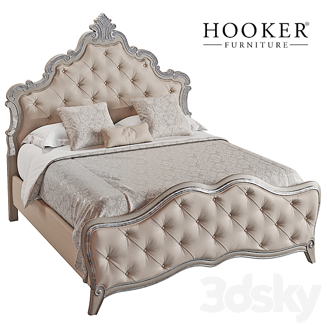 Hooker Furniture Bedroom Sanctuary Upholstered King Panel Bed 3ds Max - thumbnail 1