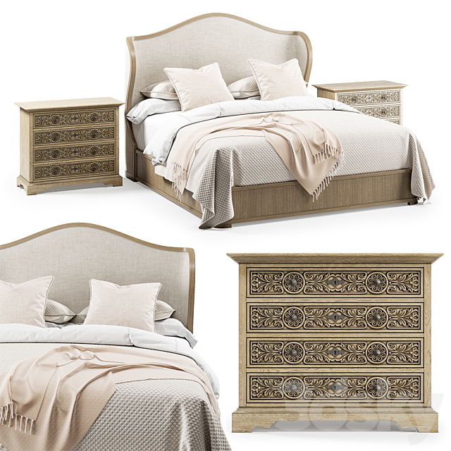 Hooker Furniture: California King Bed & Floresville Bachelors Chest 3DSMax File - thumbnail 1