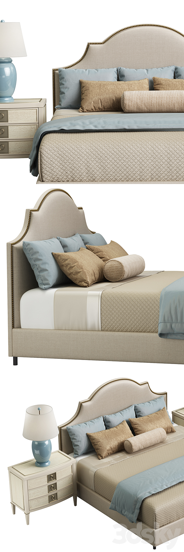 Horchow Cheresse King Bed 3DSMax File - thumbnail 2