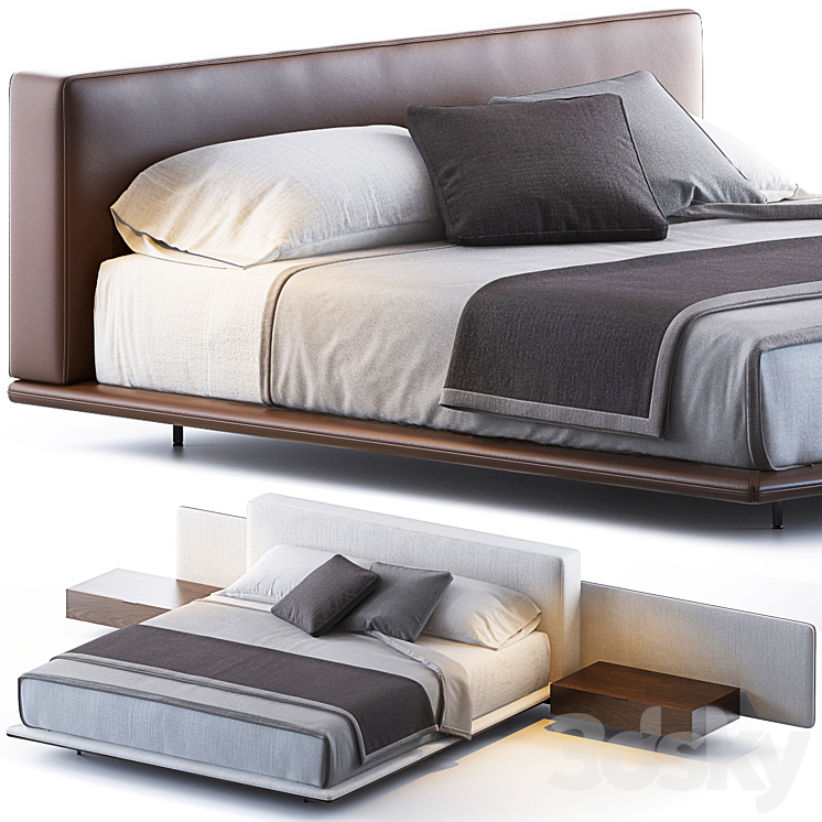 Horizonte bed by Minotti 3DS Max Model - thumbnail 3