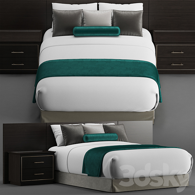 Hotel guest room bed 2 3DSMax File - thumbnail 2