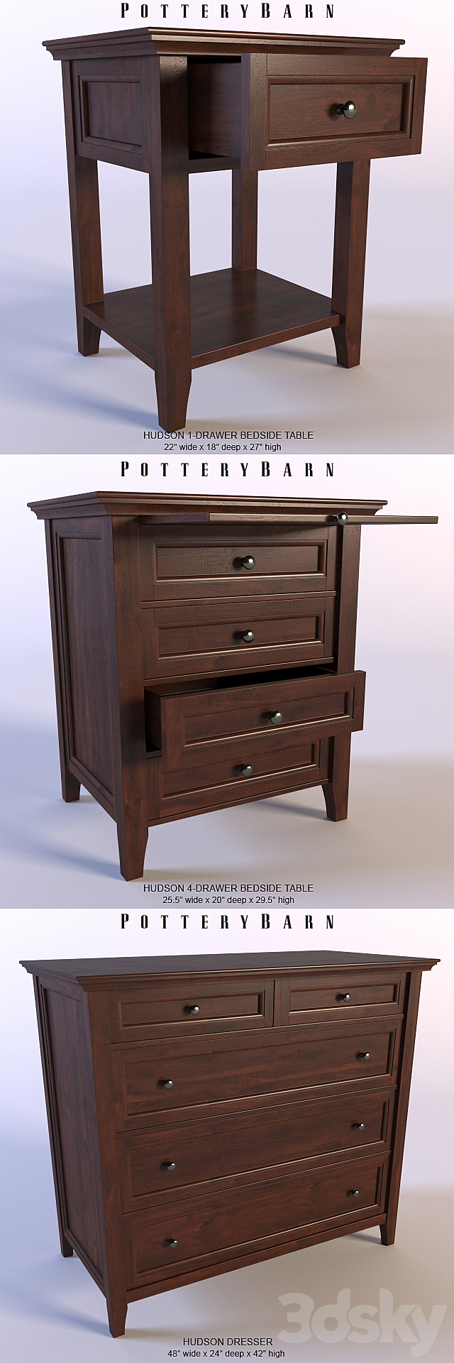 Hudson Bedroom Collection – bedroom furniture of mahogany 3DSMax File - thumbnail 2