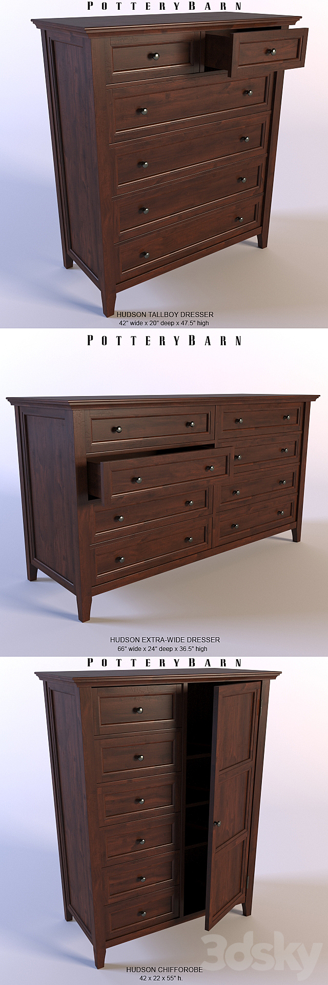 Hudson Bedroom Collection – bedroom furniture of mahogany 3DSMax File - thumbnail 3