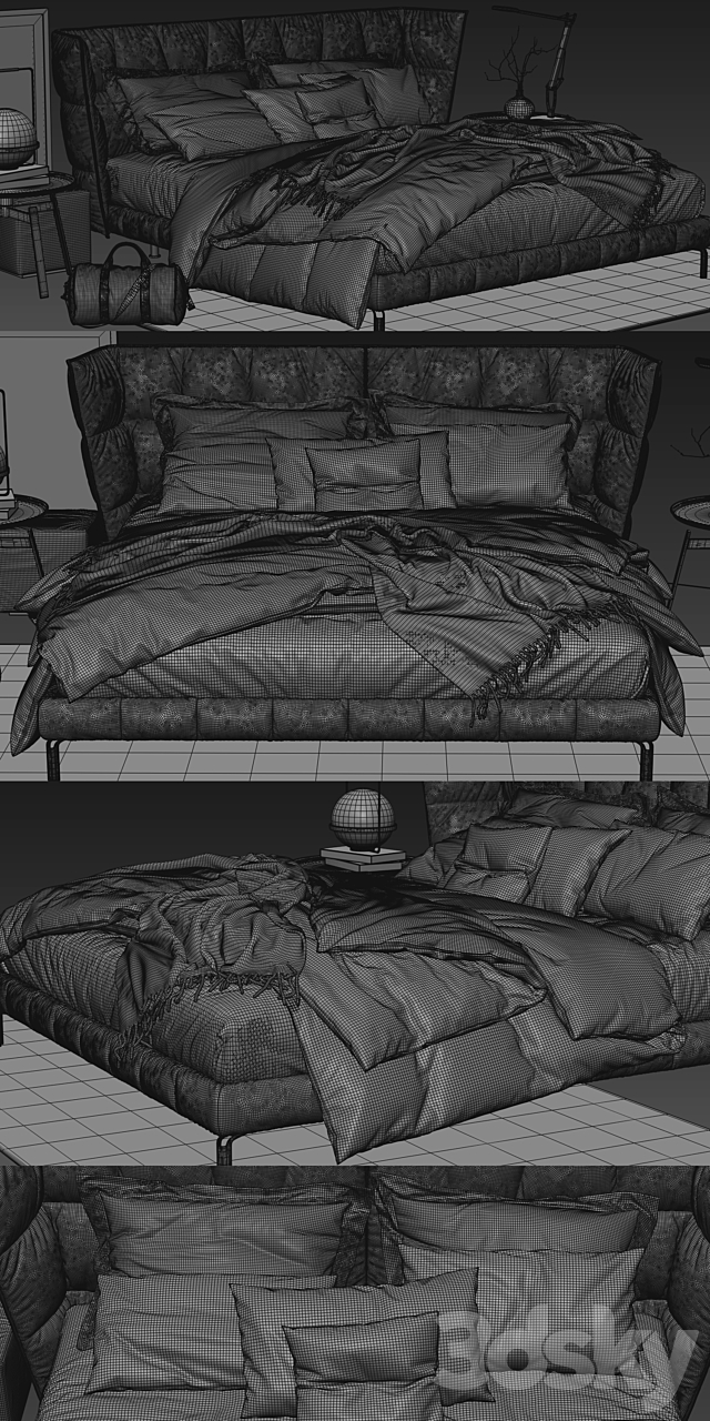 Husk Bed 3DS Max Model - thumbnail 3