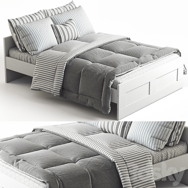 IKEA BRIMNES bed 3DS Max Model - thumbnail 1